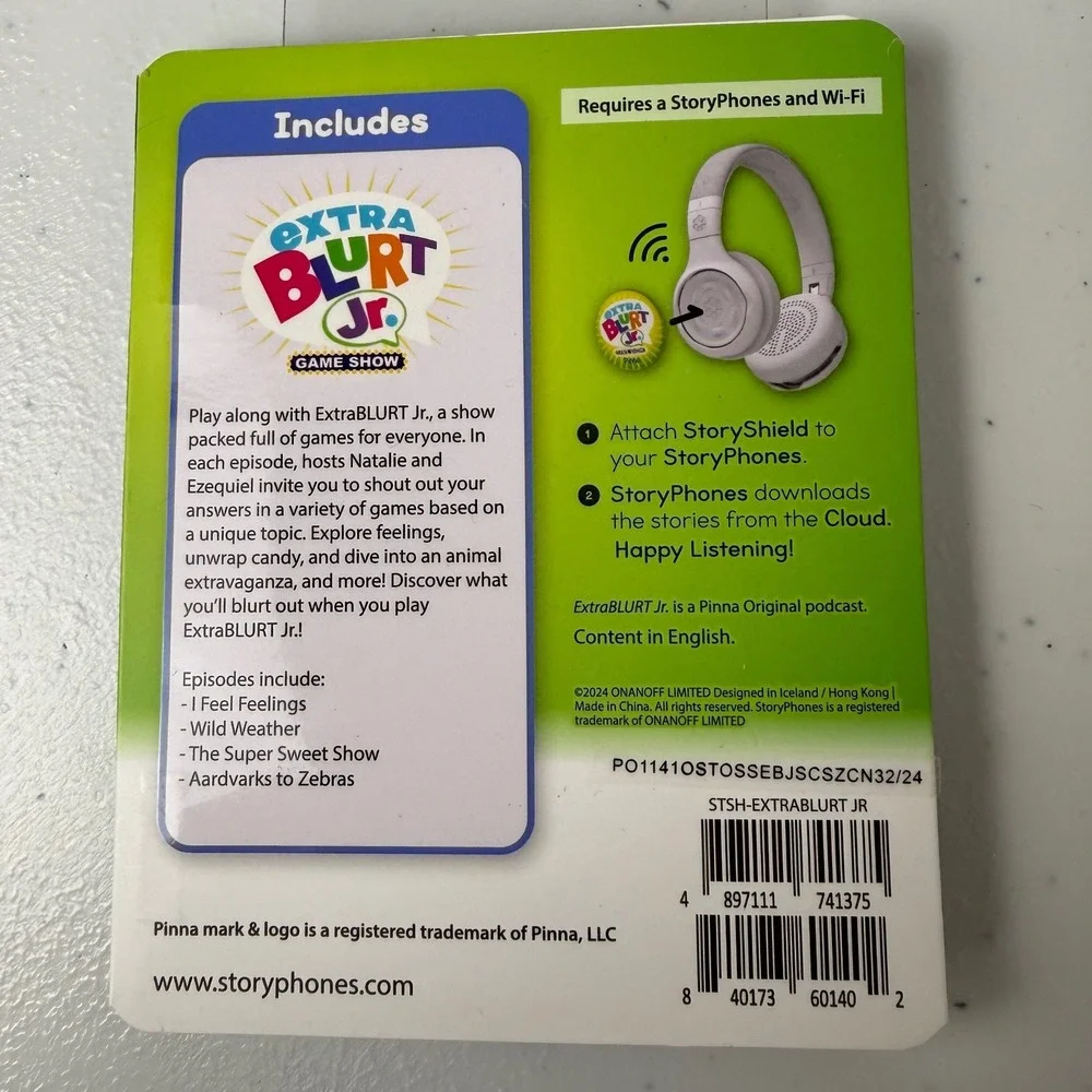 StoryShield Pinna Original ExtraBlurt Jr StoryPhones Kids Podcast Game Show‎